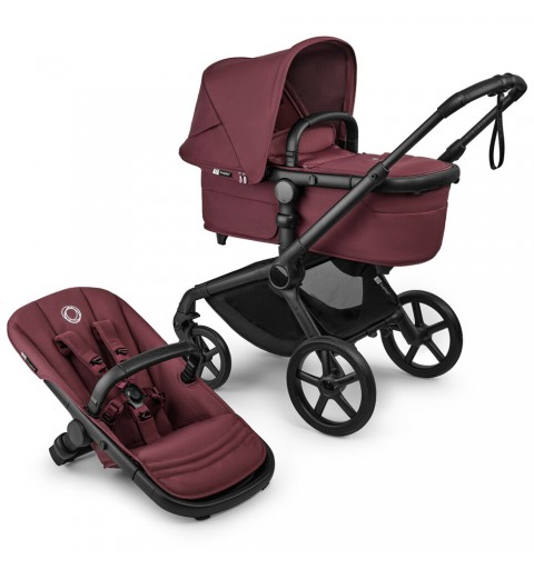 Bugaboo Fox 5 Renew - wózek wielofunkcyjny, zestaw 2w1 z opcją 3w1 i 4w1 | Black / Dark Cherry - Dark Cherry